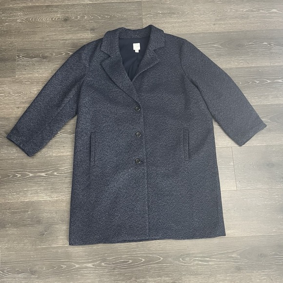 Jackets & Blazers - J Jill Womens XL Petite Wool Blend Blue Coat Single Breasted Lined Formal Casual